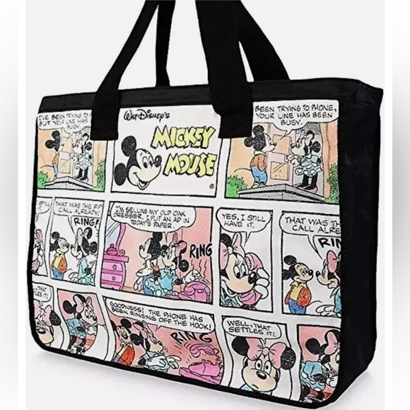 Disney Mickey Minnie Mouse Comic Strip Zipper Tote Travel Overnight Large Bag - Picture 7 of 17